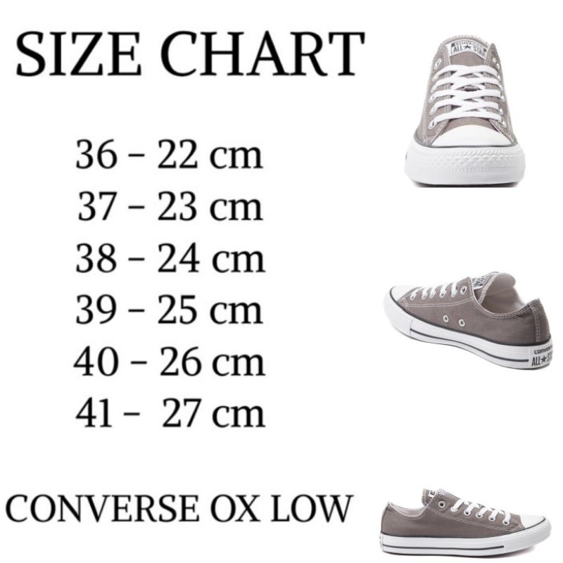 Size chart sepatu converse sales