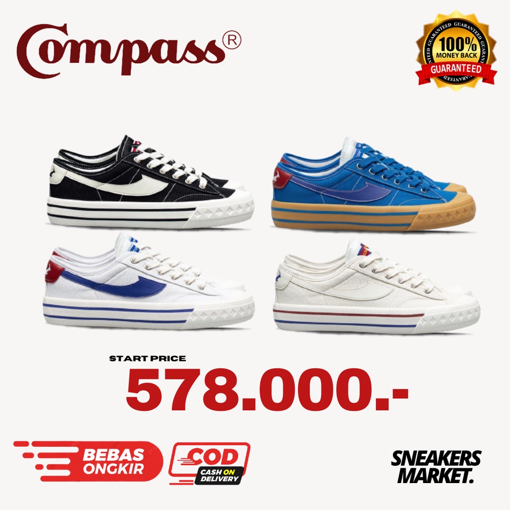 Jual Compass Retrograde Low Black White / White Blue / Cream / Blue Gum ...
