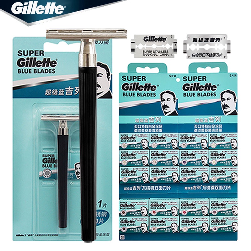 Jual Gillette Safety Razor Men's Shaver Double Edge Shaving Heads Super ...