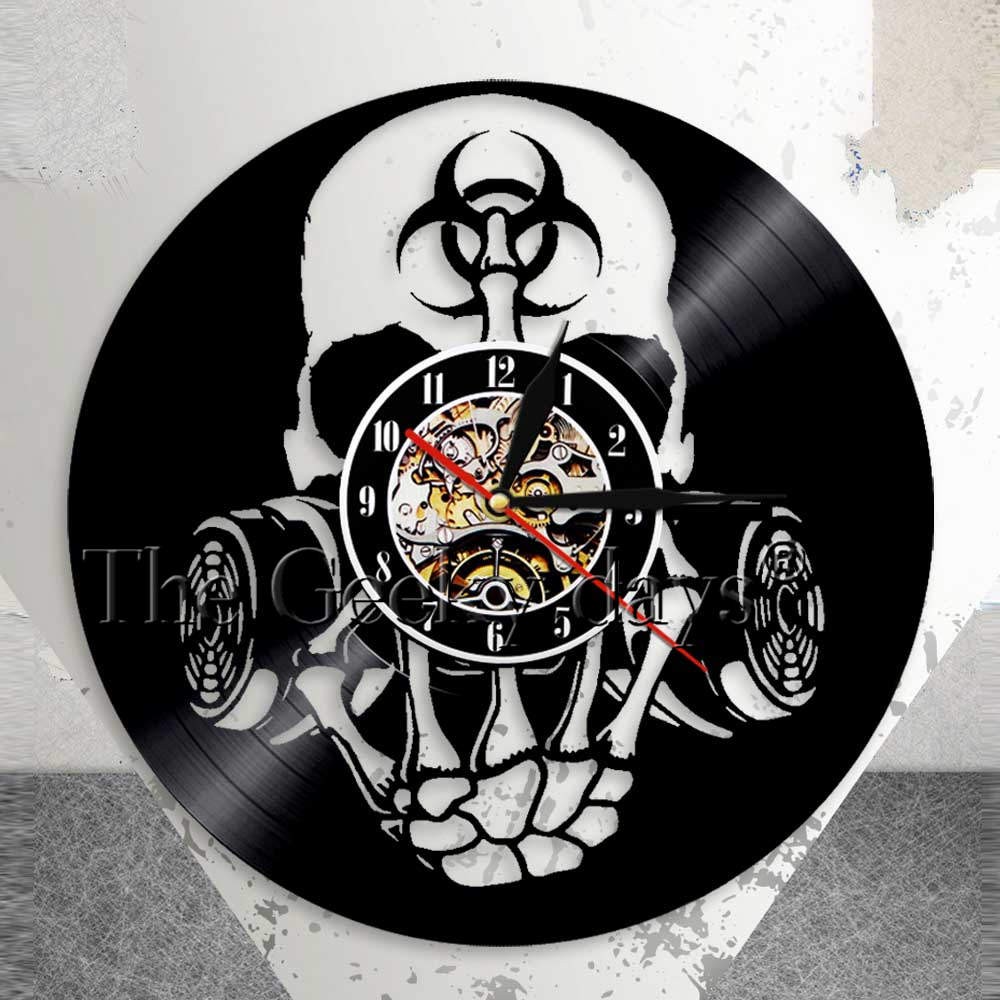 Jual Toxic Biohazard Zombie Gas Mask Skull Wall Clock Vinyl Record ...