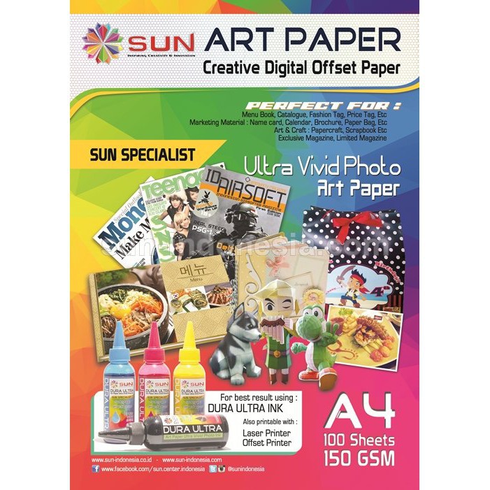 Jual SUN KERTAS ART PAPER A4 150 GSM (100 LEMBAR) 150gsm | Shopee Indonesia