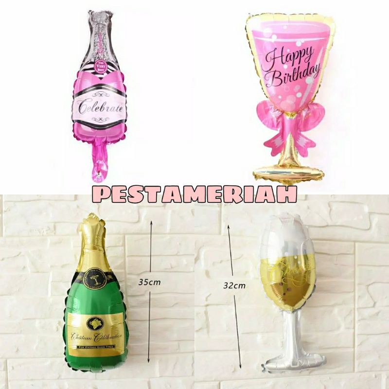 Jual Balon Foil Botol Champagne Balon Foil Gelas Wine Balon Foil Botol Balon Foil Whiskey 3542