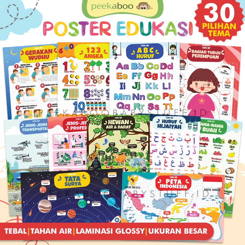 Jual POSTER EDUKASI ANAK PENDIDIKAN ANAK BELAJAR PAUD BALITA TK TOODLER ...