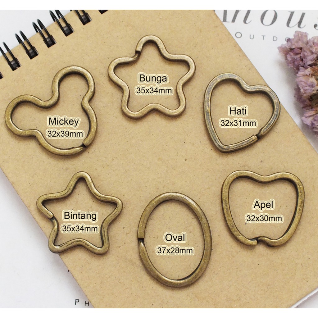 Jual Gantungan Kunci Metal Keyring (Bunga / Bintang / Hati Love / Oval ...