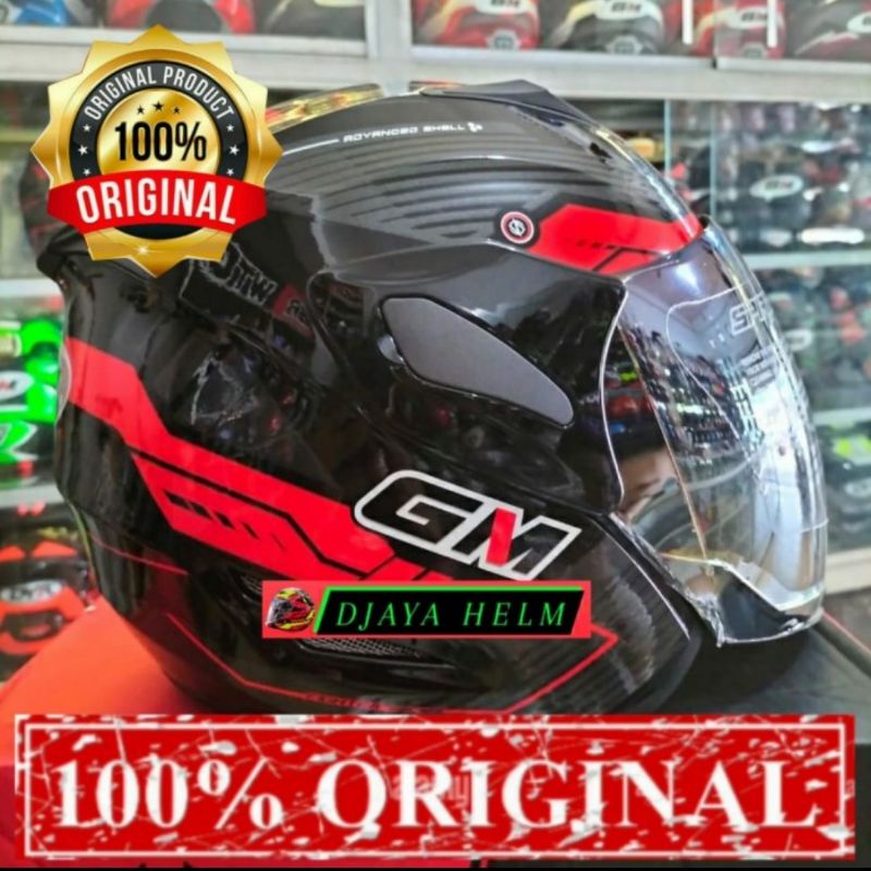 Jual Helm Gm Fighter Vender Black Red Glossy Shopee Indonesia