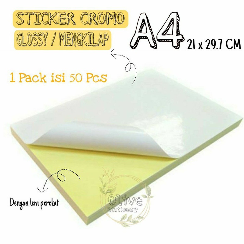 Jual 50 Pcs Pack Kertas Sticker Glossy Sticker Cromo Sticker Hvs