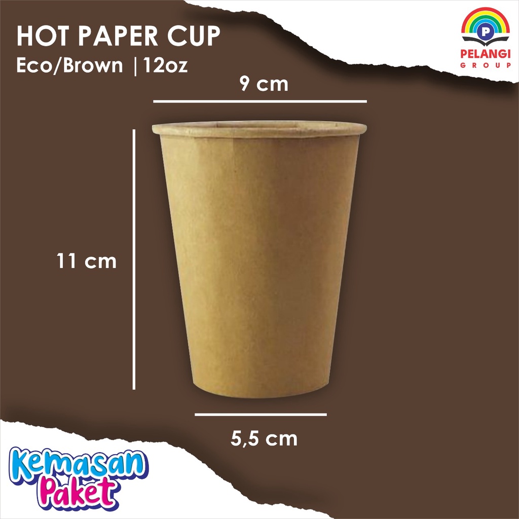 Jual Hot Paper Cup 12 Oz Coklat Gelas Kertas Tahan Panas Hot Paper Cup Tutup Gelas 12 Oz 0711