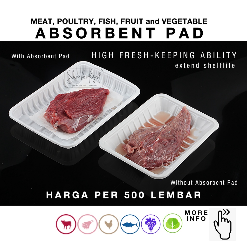 Jual 500 Pcs - Tisu Meat Fish Fruit Vegetable Absorbent Pad Daging ...