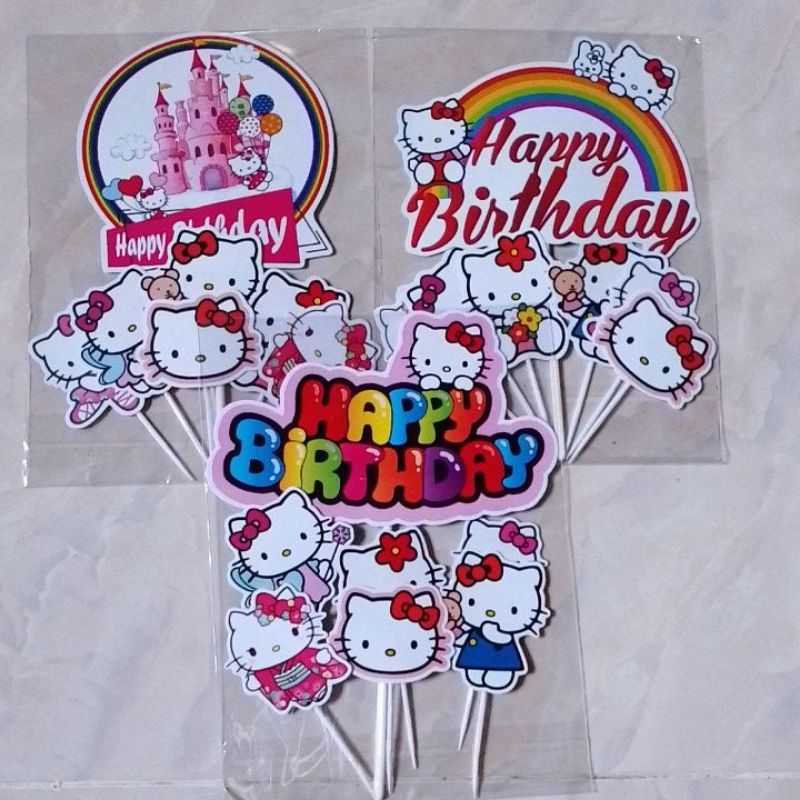 Jual Topper ulang tahun/hiasan kue hello kitty | Shopee Indonesia