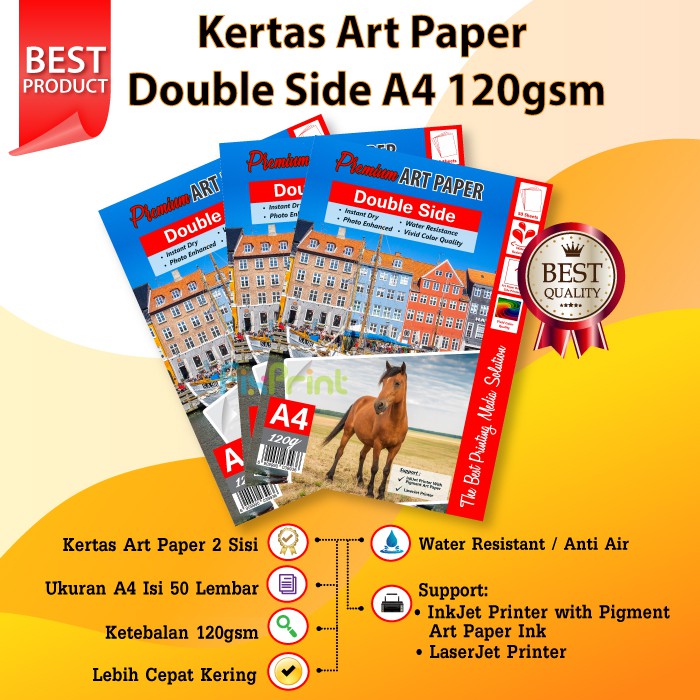 Jual Kertas Art Paper A4 120 GSM 1pack / 50 Lembar Kertas Art Paper