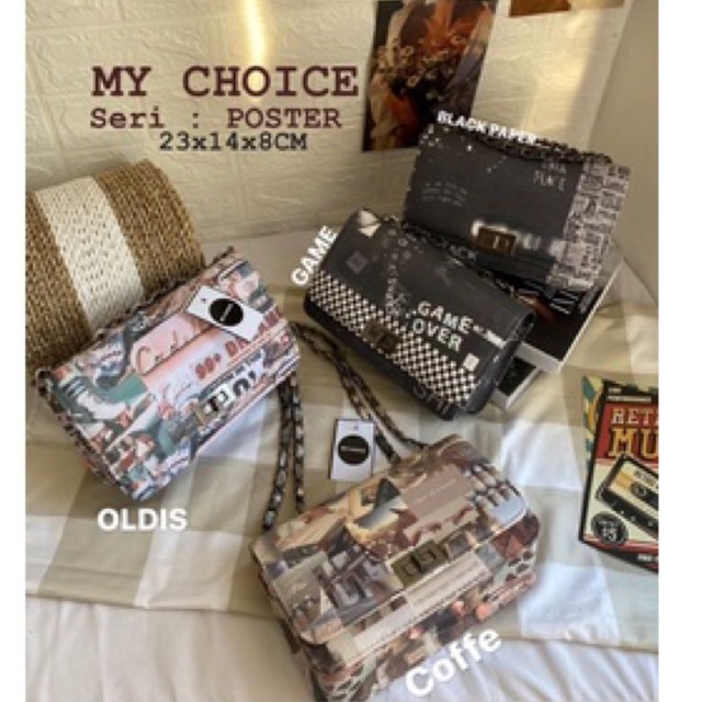 MYCHOICE POSTER 23x14x8 CM Tas Selempang Bahu Wanita ShoulderBag Wanita  Slingbag Wanita