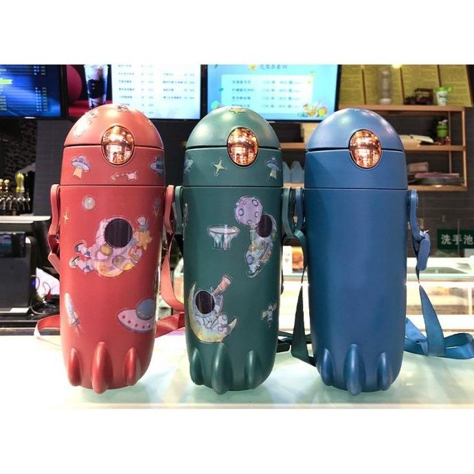 Jual Botol Minum Anak Roket Astronot To The Moon Tumbler Tali Sedotan ...