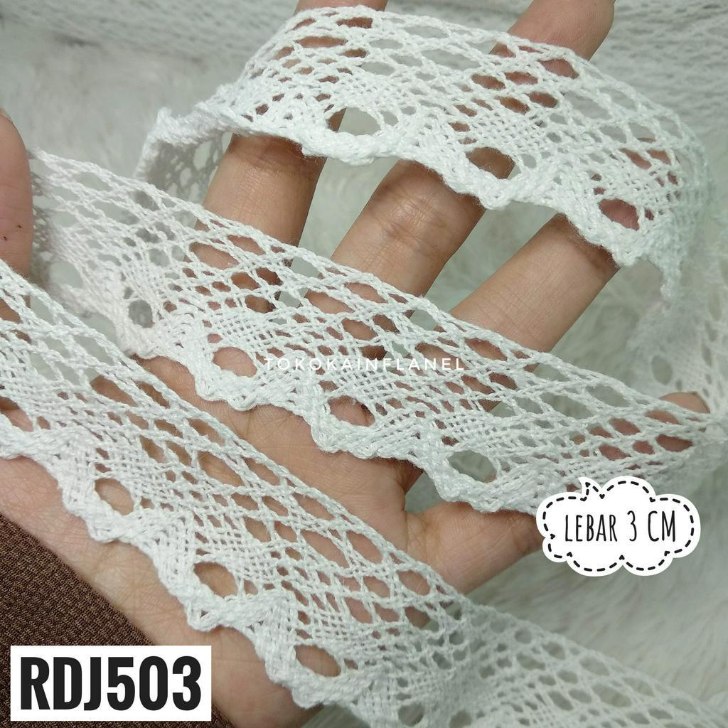 Jual Renda Rajut Putih / RDJ503 lebar 3cm Gelombang Bawah (Per Meter ...
