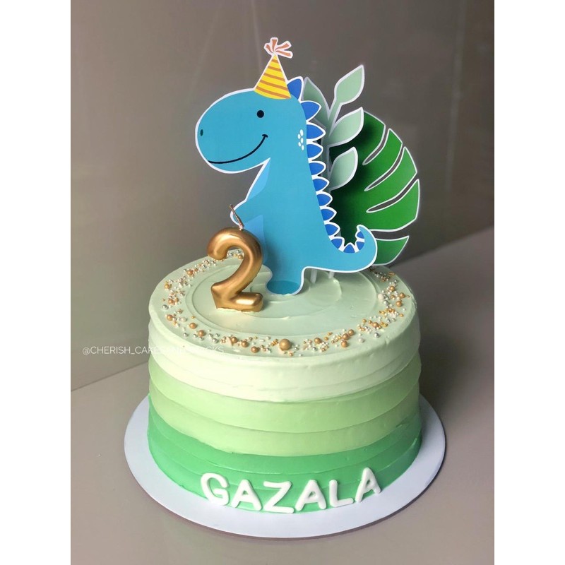 Jual Dino / Dinosaurus Cute Daun Topper Cake Birthday / Hiasan Kue