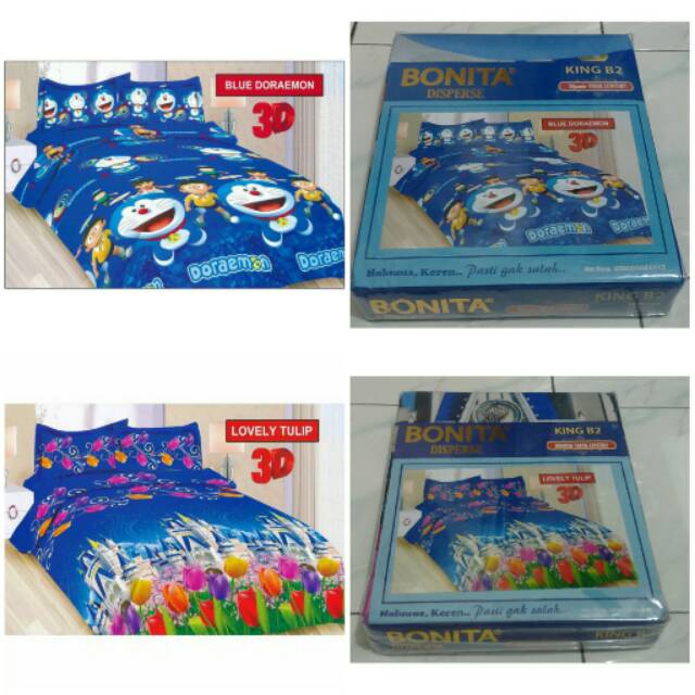 Jual Sprei Bonita Ukuran 180x200 Motif Blue Doraemon Dan Lovely Tulip Shopee Indonesia 