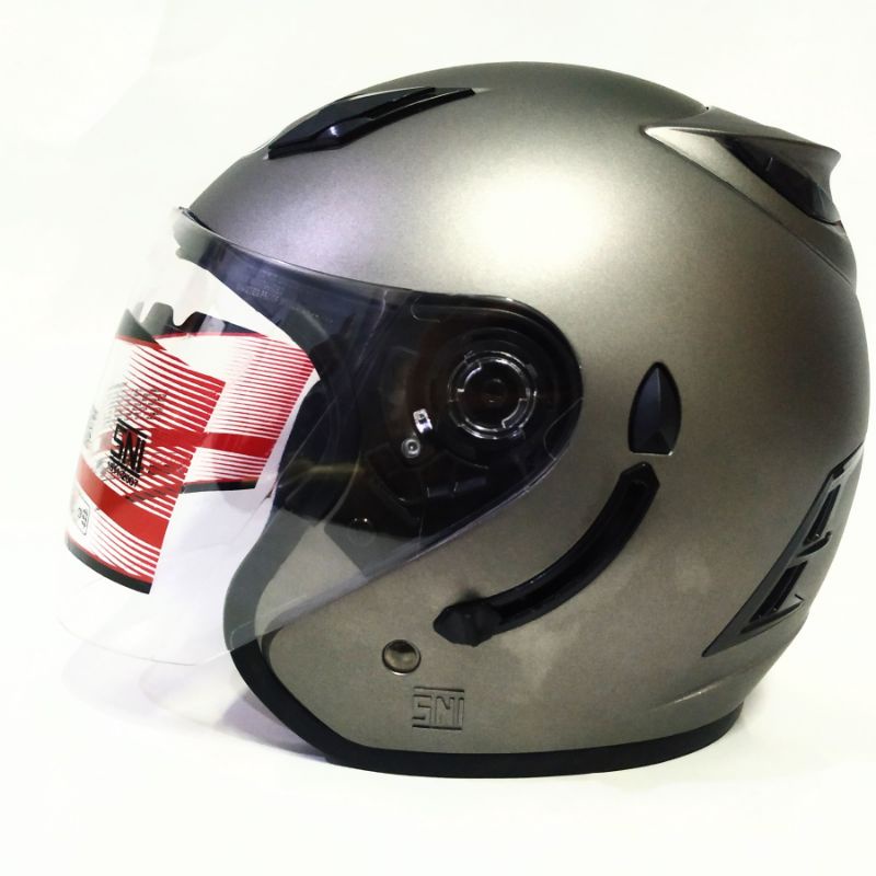 Jual HELM ARL CENTRO DOUBLE VISOR MODEL JP10 WARNA POLOS HALF FACE SNI