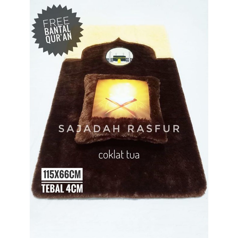 Jual sejadah motif bulu rasfur premium tebal 4 cm bonus bantal 35x35 cm ...