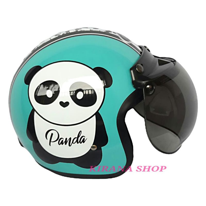 Jual Helm Bogo Dewasa | Helm Bogo Full Cat Motif Panda Warna Tosca ...
