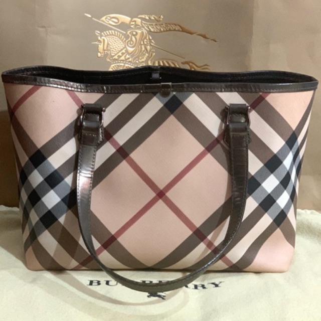 Jual Preloved Burberry Nova Check Nickie Tote Bag Grey Shopee Indonesia