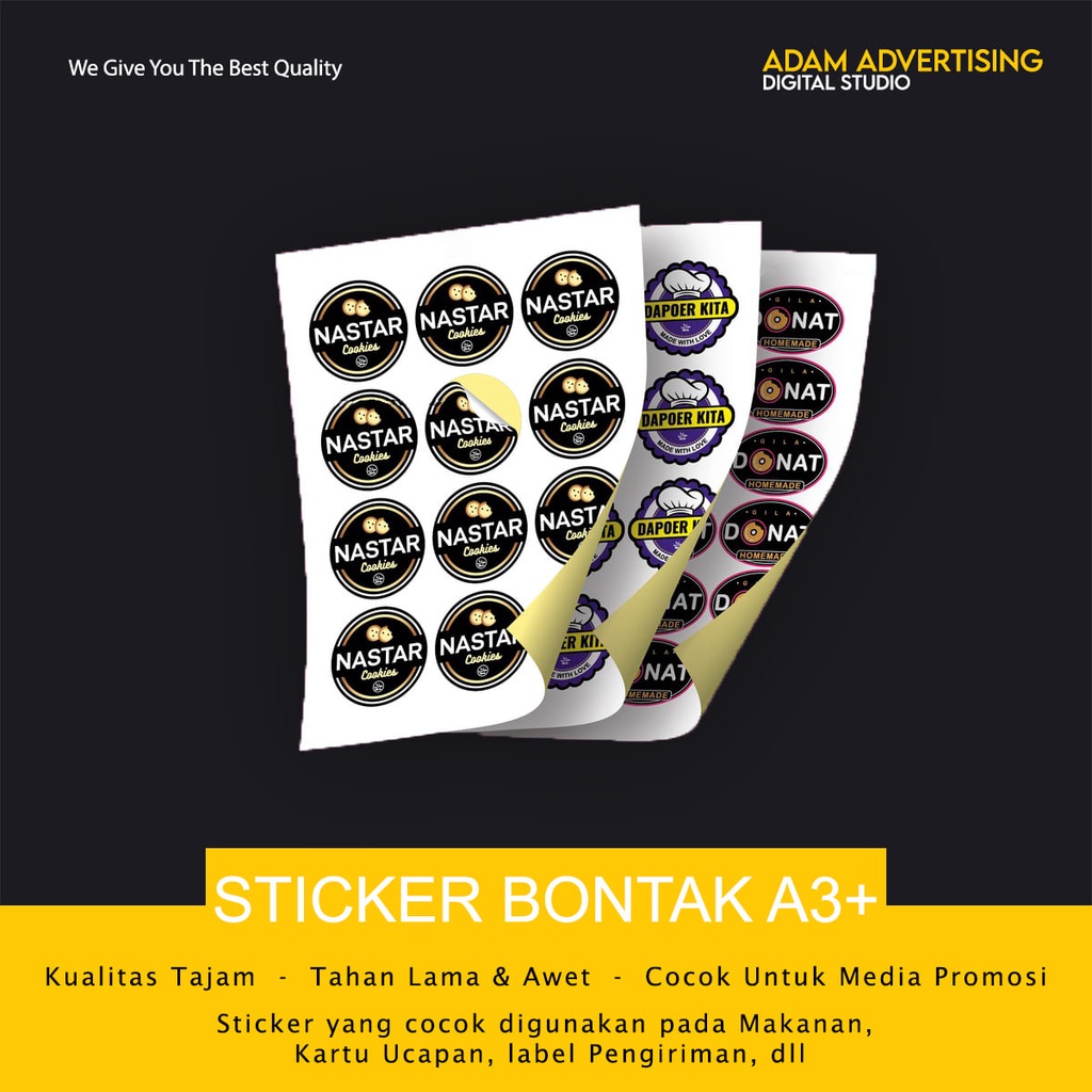 Jual CETAK STICKER BONTAK A3+ MURAH DESAIN CUSTOM | Shopee Indonesia