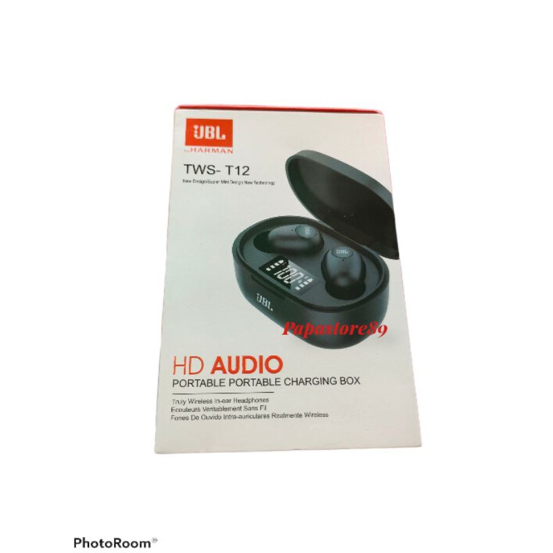 Handsfree Bluetooth JBL TWS T12 . Portable Charging