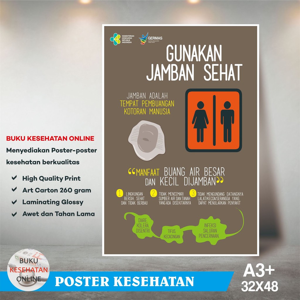 Jual Poster Kesehatan Gunakan Jamban Sehat Laminating Glossy Shopee Indonesia 0152