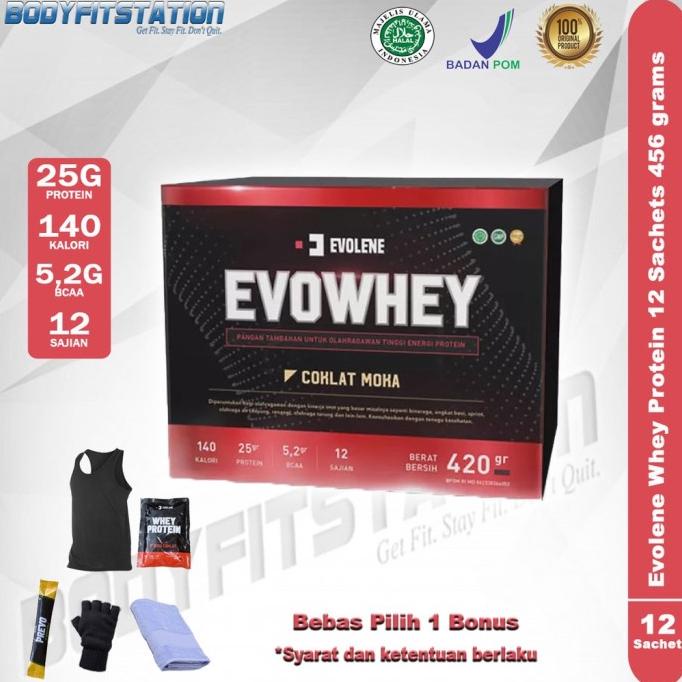 Jual EVOLENE WHEY PROTEIN 12 SACHET 456 GRAM 1 LBS BUBUK CUTTING DIET FITNE FDF54646FC Shopee