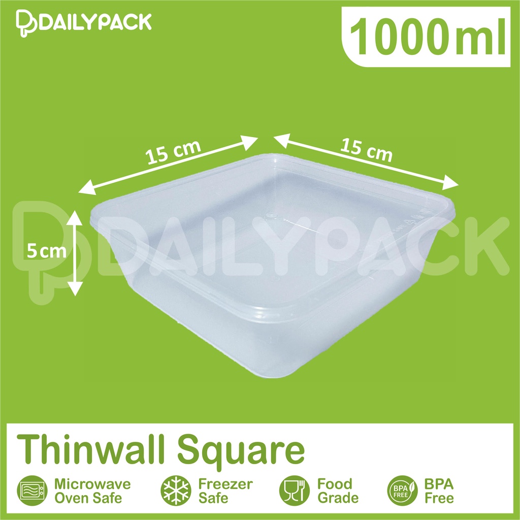 Jual Thinwall Square 1000 Ml Kotak Food Container Kotak Makan