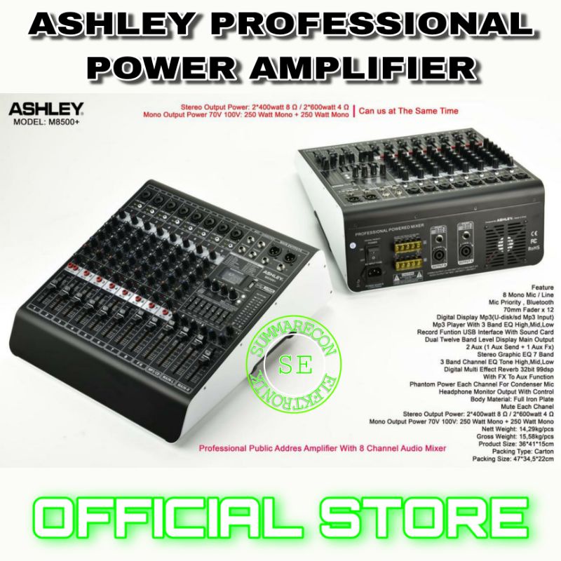 Jual power mixer 8 channel original ashley m8500plus power mixer ashley