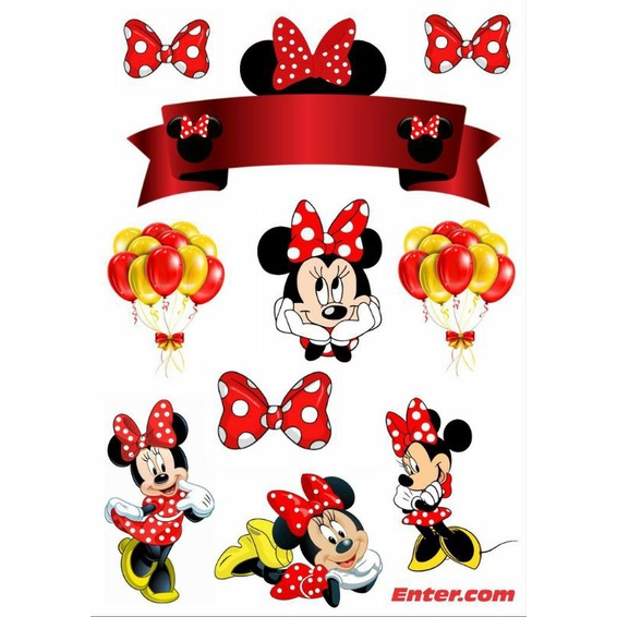 Jual Topper kue mini mouse minnie mouse free custom nama dan ucapan ...
