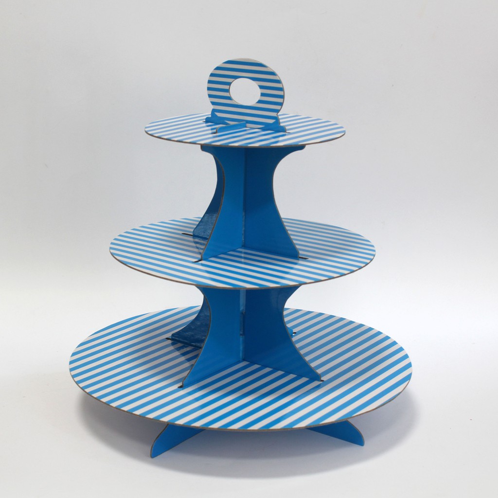 Jual Cake Stand/ Cake Holder 3 Tiers Stripe Paper Cake Stand PARTS