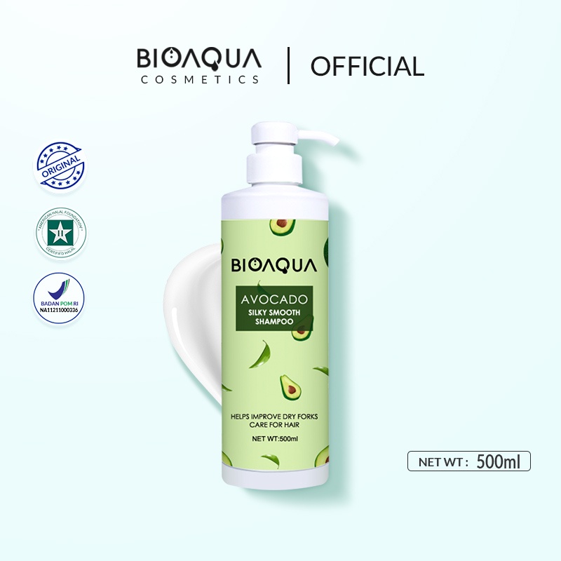 Jual Bioaqua Cosmetics Avocado Silky Smooth Shampoo 500ml Shopee