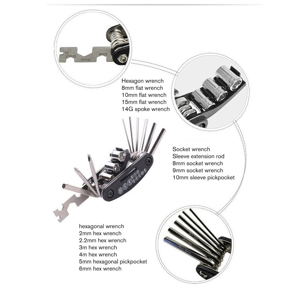 Jual Kunci Sepeda Set 16 In 1 Kunci Tools L Shocket Obeng Lipat Toolkit ...