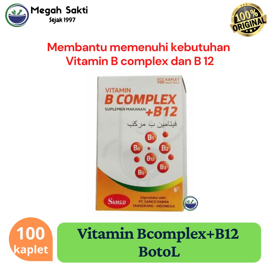 Jual Megah Sakti - Vitamin B Complex - B12 Samco Botol 100 Kaplet ...