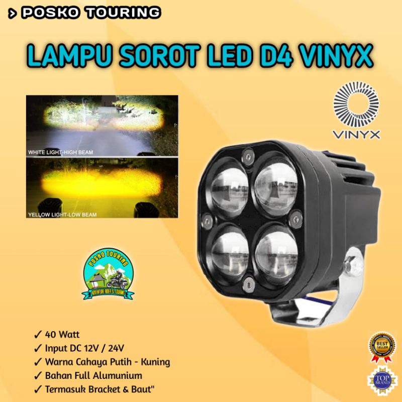 Jual Lampu Tembak Sorot LED VINYX D4 Motor Mobil 40Watt | Shopee Indonesia