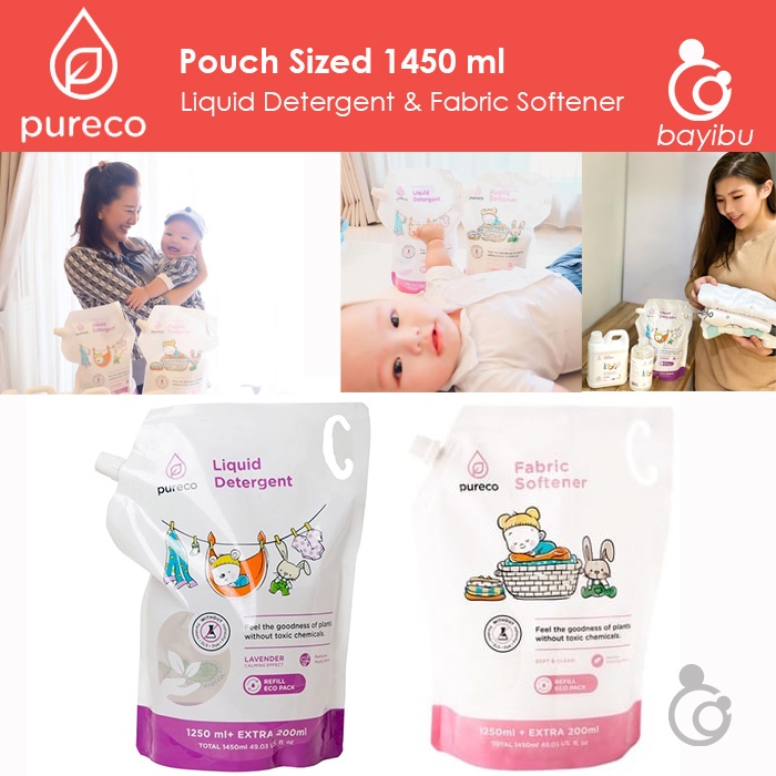 Jual Pureco Pouch Sized -1450ml (Liquid Detergent & Fabric Softener ...