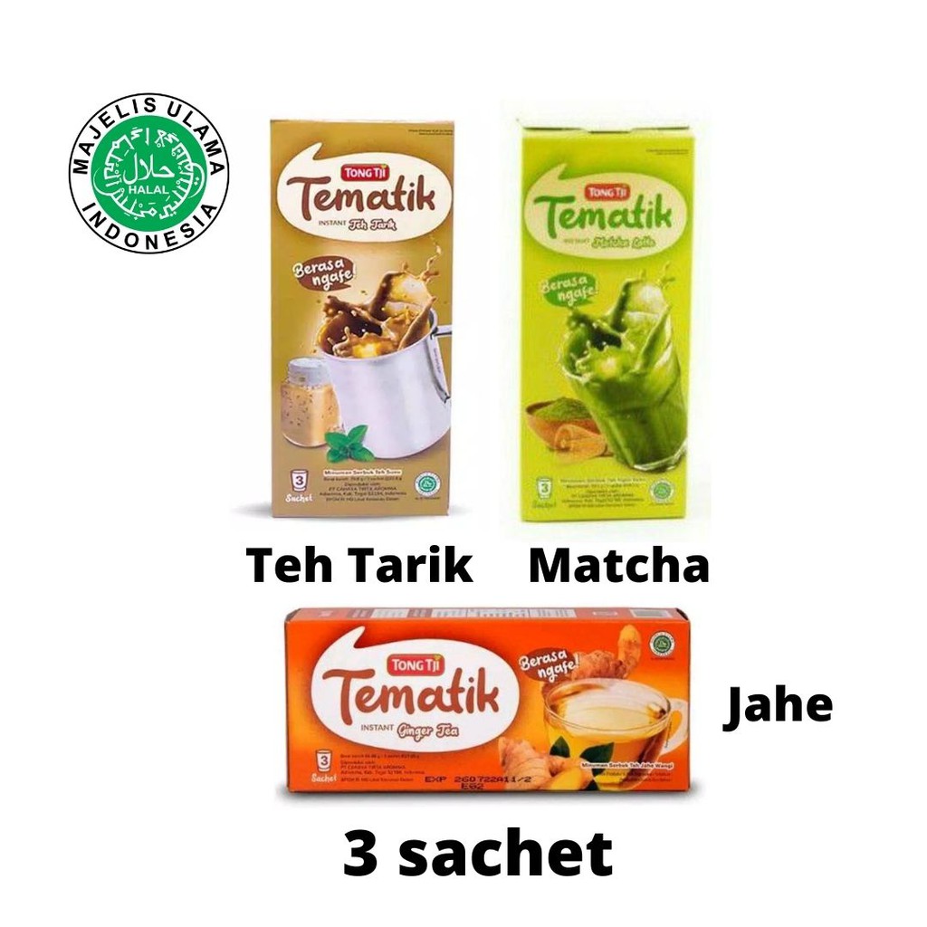 Jual Tong Tji Tematik Isi 3 Sachet Teh Matcha Teh Tarik Jahe