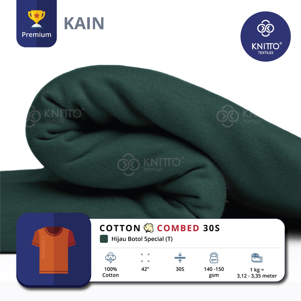 Jual KAIN KAOS COTTON COMBED 30S HIJAU BOTOL SPECIAL ( BAHAN KAOS ...
