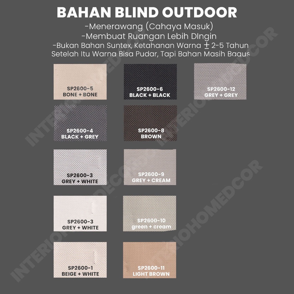 Jual Roller Blind Outdoor SHARP POINT / Tirai Outdoor Tahan Air Hujan ...
