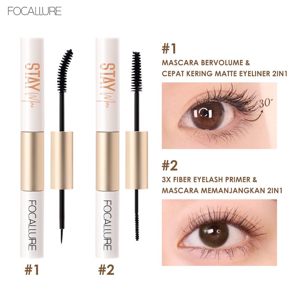 Jual FOCALLURE 2 In 1 Longwearing Mascara Eyeliner & Mascara Curling