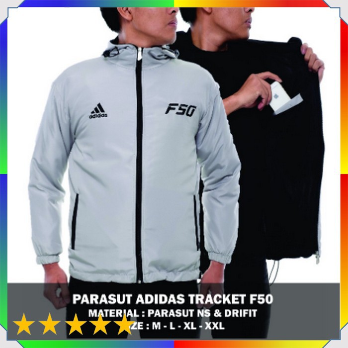 JAKET ADIDAS F50 BAHAN PARASUT ORIGINAL ADIDAS UNTUK OLAHRAGA WATERPROOF ANTI AIR PREMIUM