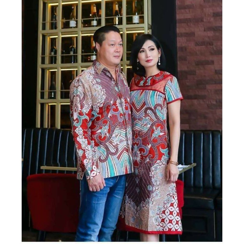 Jual BATIK COUPLE KEMEJA DAN DRES PREMIUM || MERAH PW | Shopee Indonesia