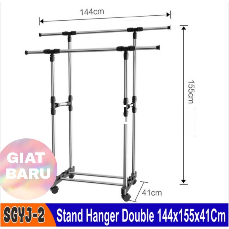Jual Stand Hanger Gantungan Baju / Rak Double Sisi Stand Besi Murah ...