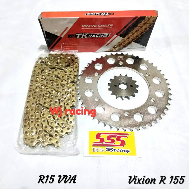 Jual Gear set SSS R15 VVA V3 dan Rantai Gold TK racing 428 HS 140L ...