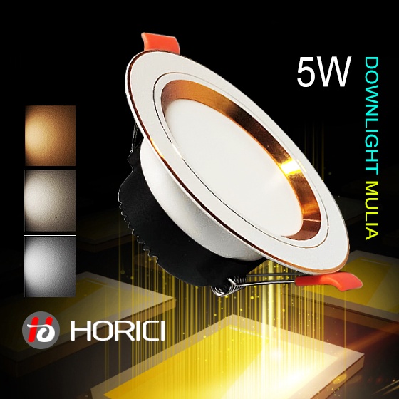 Jual MEREK HORICI ASLI FULL TERANG 5W BODY SILVER GOLD LAMPU DOWNLIGHT LED PLAFON PUTIH WARM