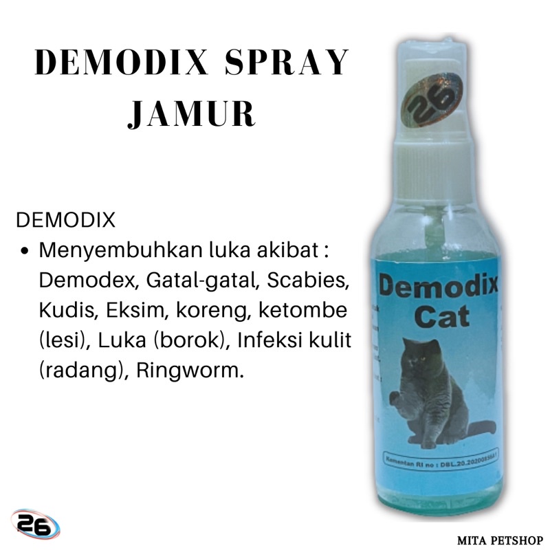 Jual OBAT SPRAY JAMUR KUCING DEMODIX 60ml Obat Jamur Kucing Scabies