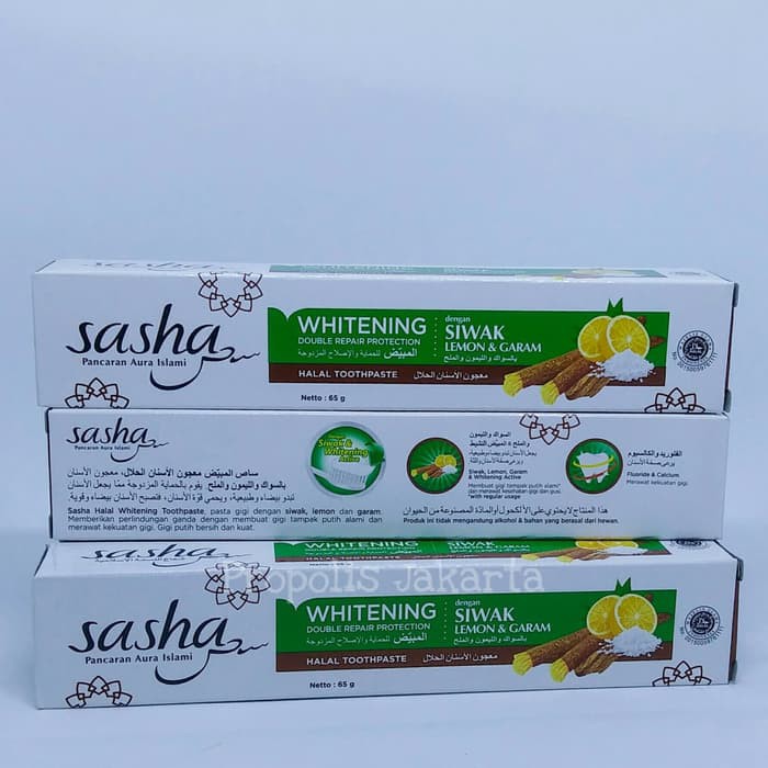 Jual Promo Pasta Gigi SASHA Toothpaste Siwak Halal Whitening 65 gr 65gr ...