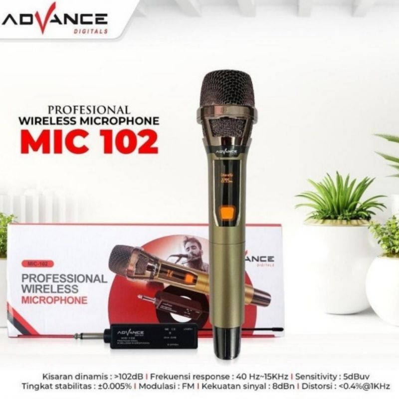Jual MIC,MIK,MIX, MICROPHONE,MIKROFON KARAOKE WIRELESS TANPA KABEL ORIGINAL ADVANCE 102MIK
