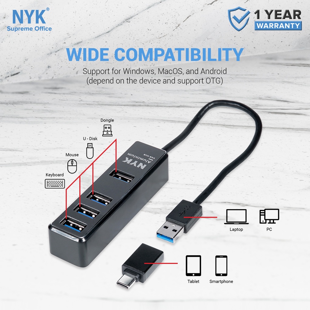 NYK USB HUB 4 in 1 High Speed 3.0 TYPE C Converter USB 3.0 UC01 COD HUB bergaransi Docking Station Data transfer Mobile phone macbook android iphone i (6)