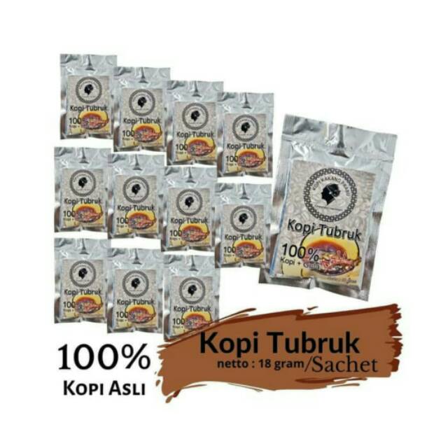 Jual Kopi Tubruk Sachet / Kopi Asli plus Gula 1 lusin lebih hemat (Kopi